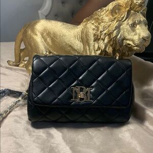 Black Quilted Bag Badgley Mischka Gold Hardware